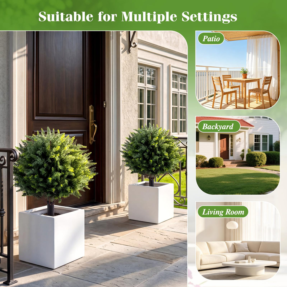 Lucktree 27.5" Artificial Cypress Topiary Trees Set of 2 for Front Porch Patio Home Decoration