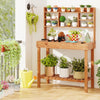 Lucktree Outside Solid Wood Potting Table with Flip-up Tabletop