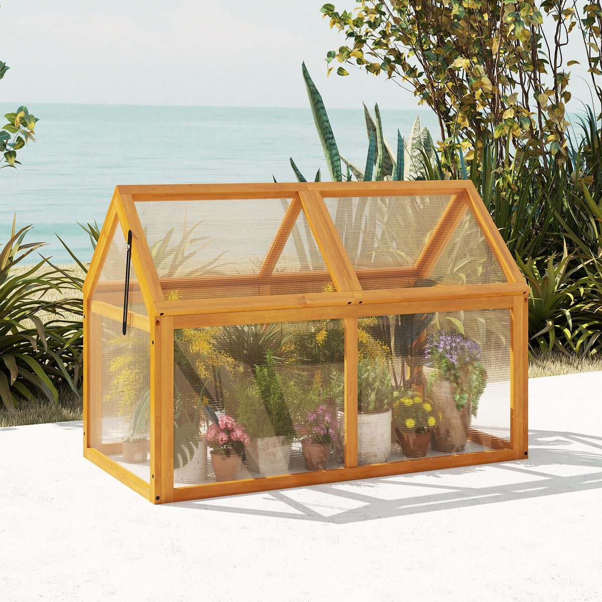 Lucktree Portable Raised Flower Planter Protection with Transparent Panels & Adjustable Roof