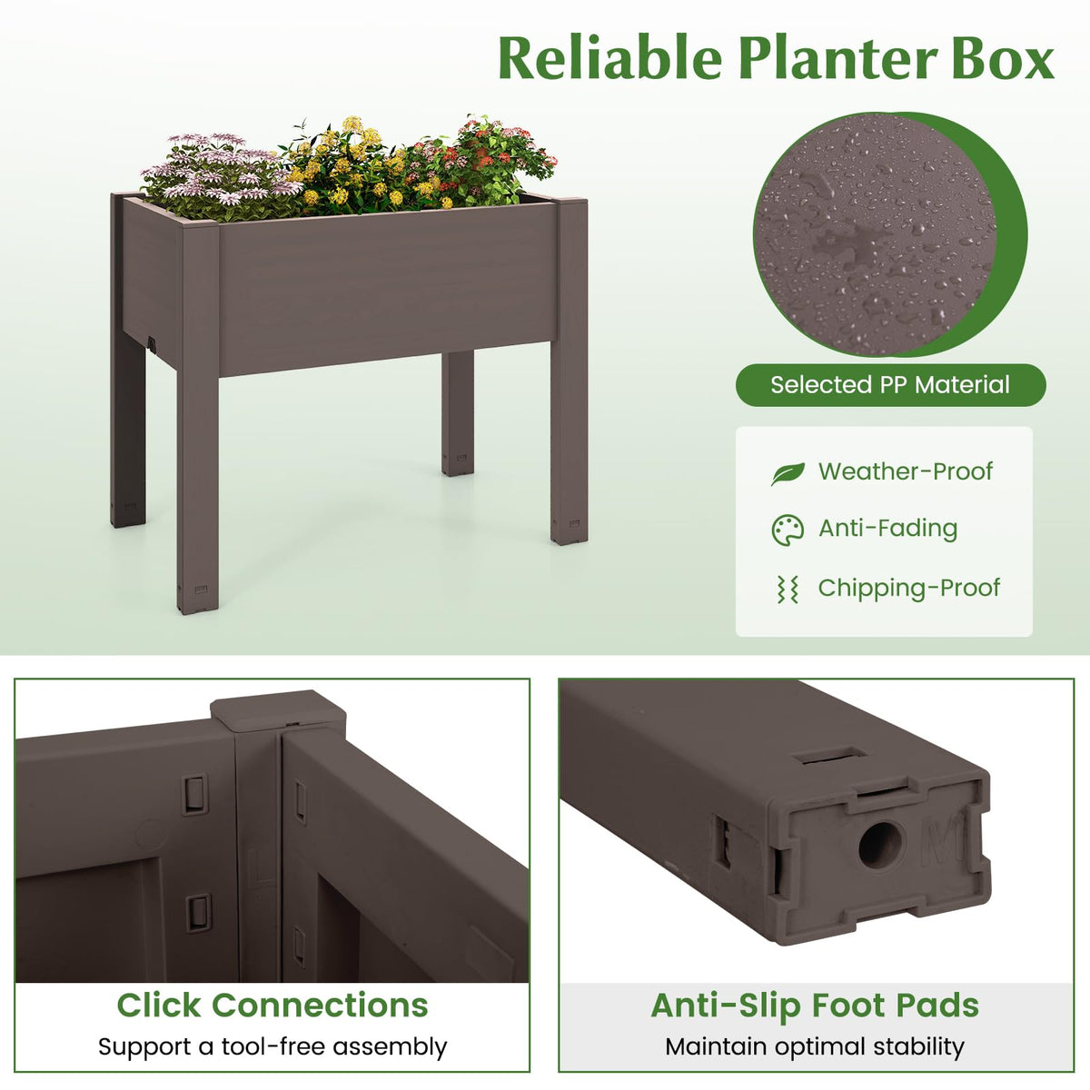 Lucktree Raised Garden Bed with Legs, Self-Watering Planter Box with Water Level Indicator