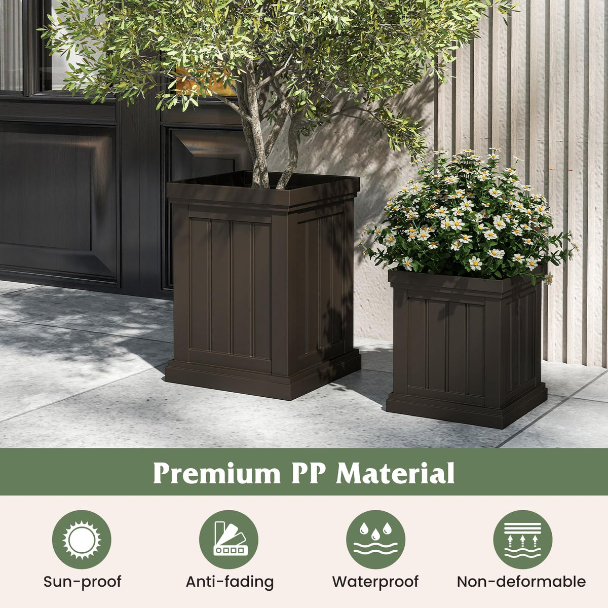 Lucktree 19" Large & 13” Small Flower Pots with Drainage Holes & Nesting Design