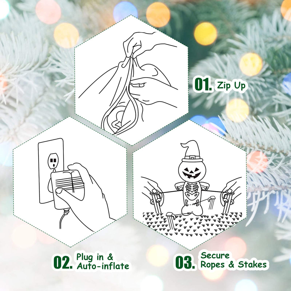 Lucktree 7.5 FT Christmas Inflatable Lighted Santa Claus on Sleigh with Reindeers & Gift Boxes