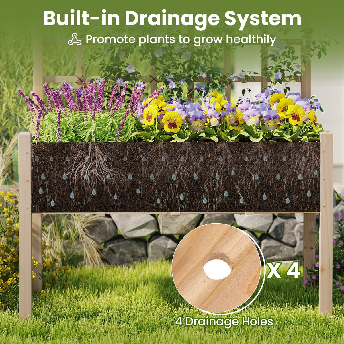 Lucktree Raised Garden Bed with Trellis