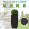 Lucktree Set of 2 Outdoor Wicker Flower Pot, 23 Inch Tall Planters with Drainage Hole, Self-Watering Tray