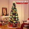 Lucktree 7ft Pre-Lit Fiber Optic Christmas Tree, Artificial Lighted Xmas Tree with 48 Warm-White Shape-Adjustable Star String Lights