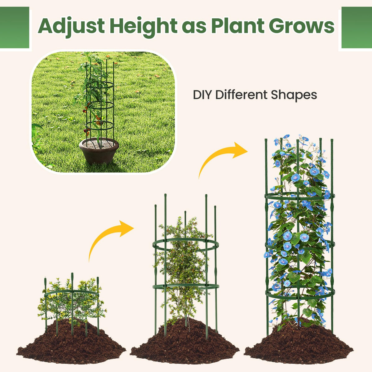 Lucktree 2 in 1 Round Trellis for Climbing Flower Vegetable Fruit