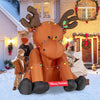 Lucktree 8.5 FT Tall Multi-Color Lighted Xmas Inflatable Reindeer Sitting on The Ground