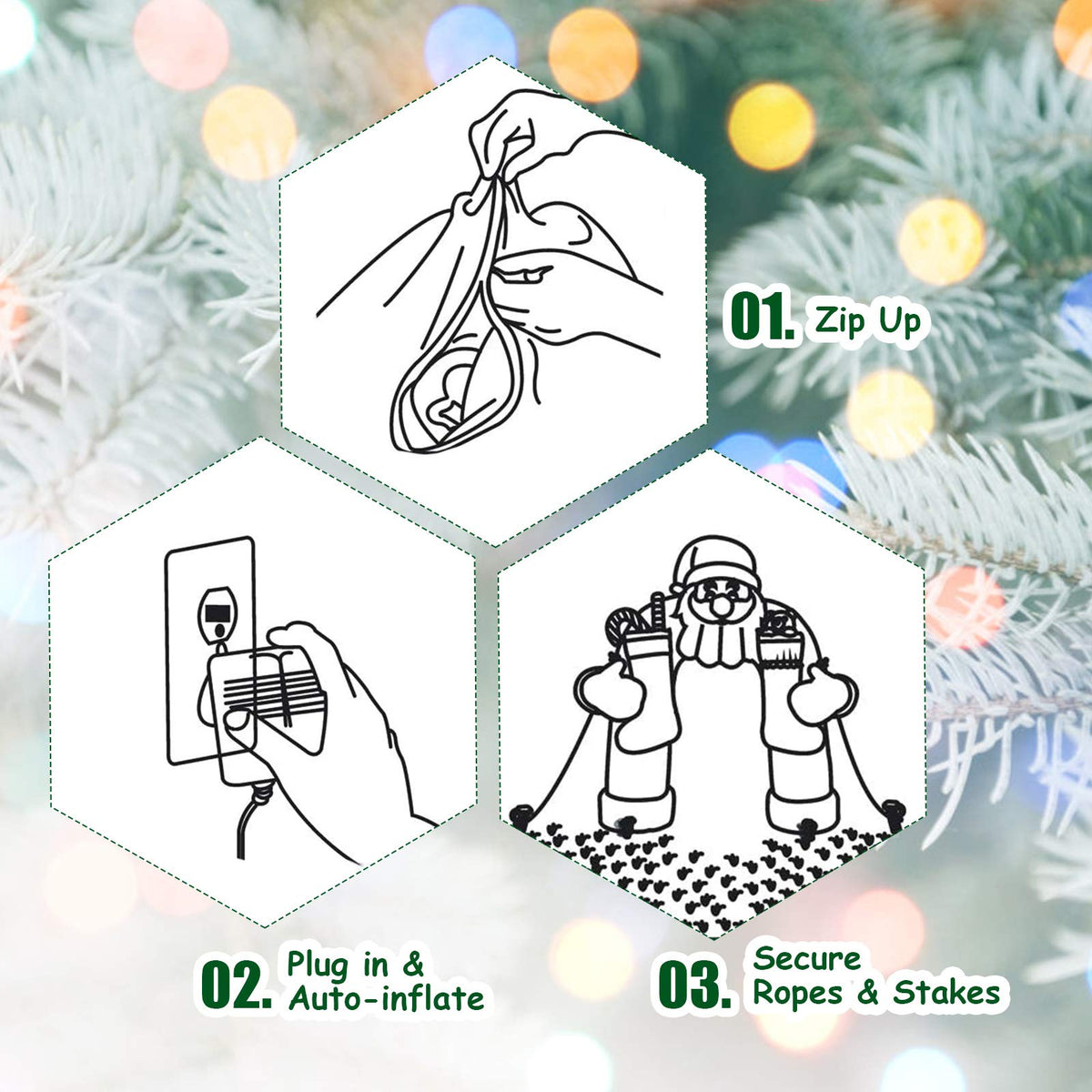 Lucktree Inflatable Christmas Santa Clause Riding The Polar Bear with Shaking Head