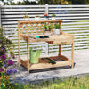 Lucktree Wood Potting Table with 3 Tier Shelves