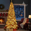 Lucktree 9 FT Pre-Lit Snow Flocked Drooping Christmas Tree with Quick Power Connectors