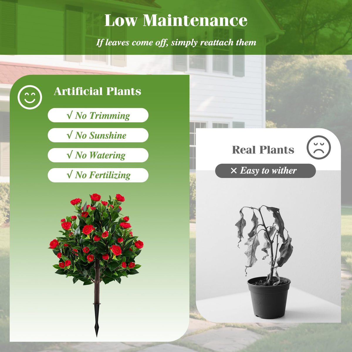 Lucktree 31 Inches Artificial Camellia Tree Set 2 Pack Fake Flower Trees