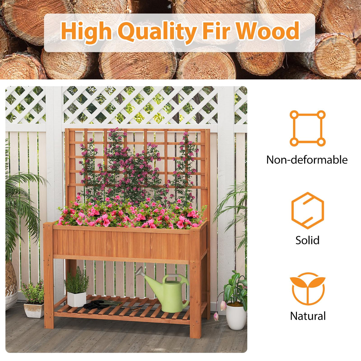Lucktree Raised Garden Bed with Trellis
