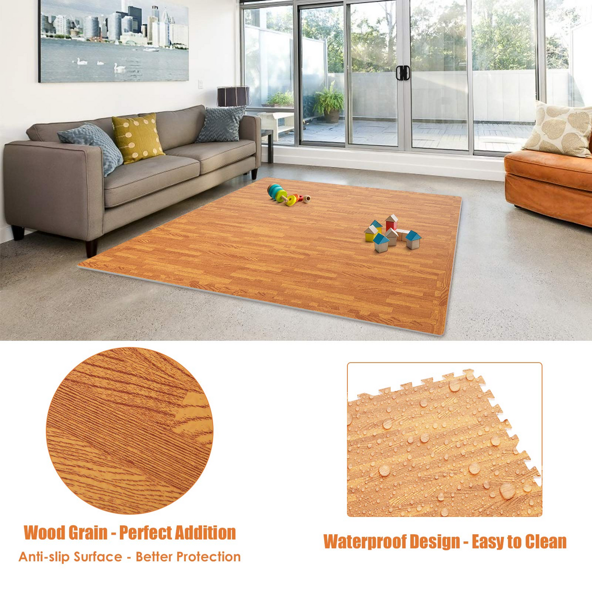 Lucktree 12 Pieces EVA Foam Puzzle Exercise Mat with Border, 3/8" Thick Interlocking Floor Mats Exercise Equipment Mats