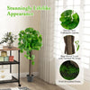Lucktree 44’’ Artificial Crabapple Tree, Tall Fake Plant in Pot with Real Wood Trunk