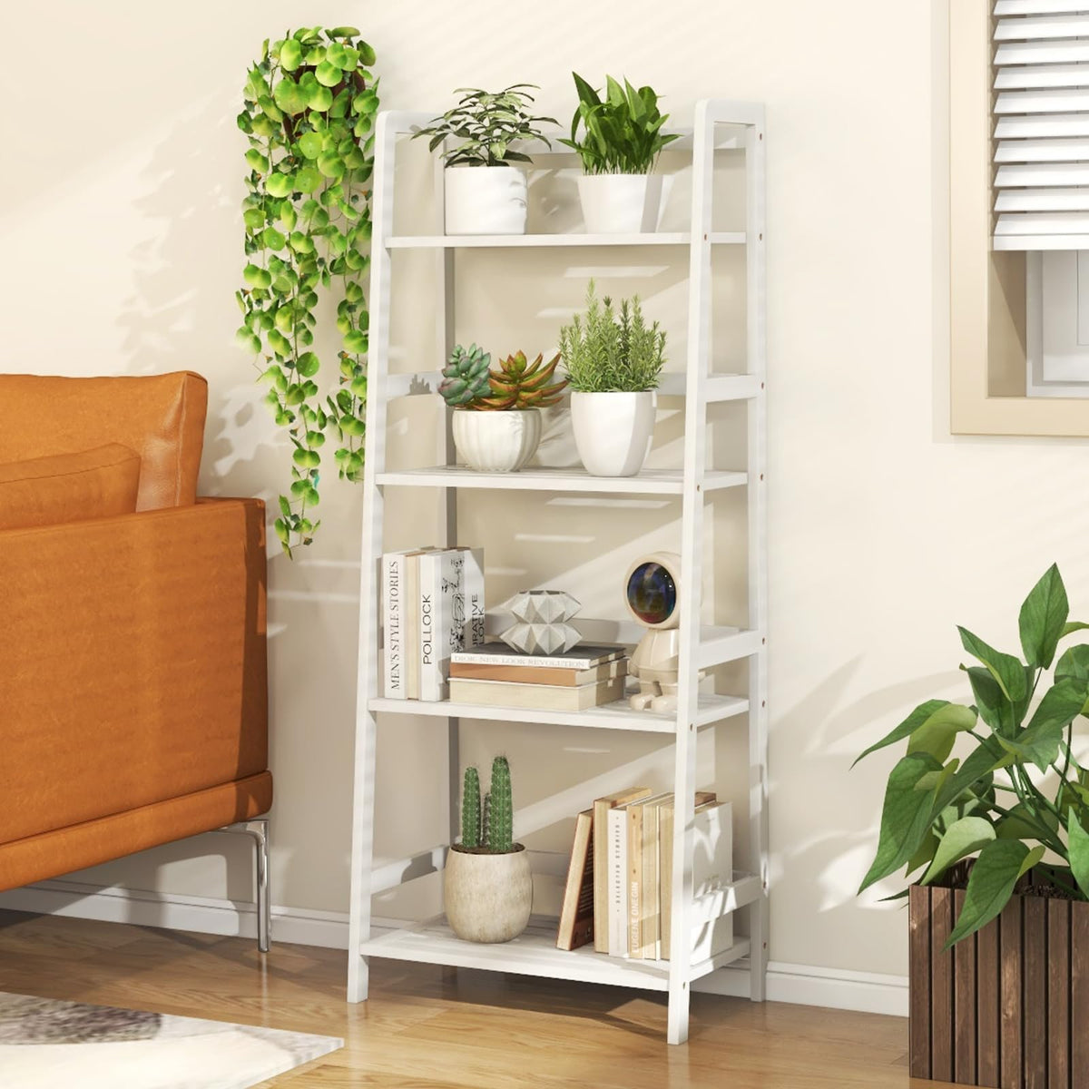 Lucktree 4-Tier Bamboo Plant Stand Flower Pots Holder Display Shelf, 47.5"