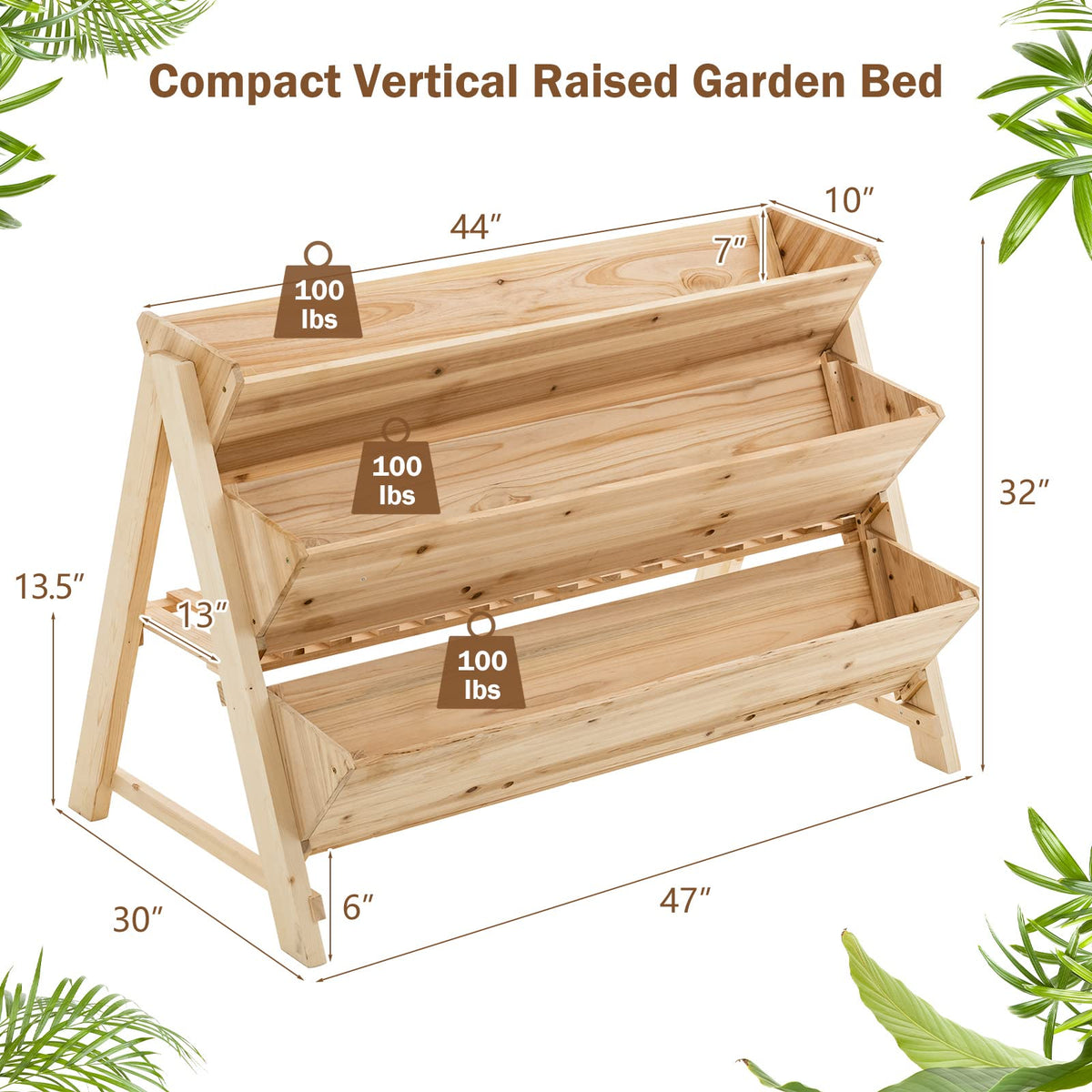 Lucktree Raised Garden Bed, Vertical Planter with Storage Shelf (Natural)