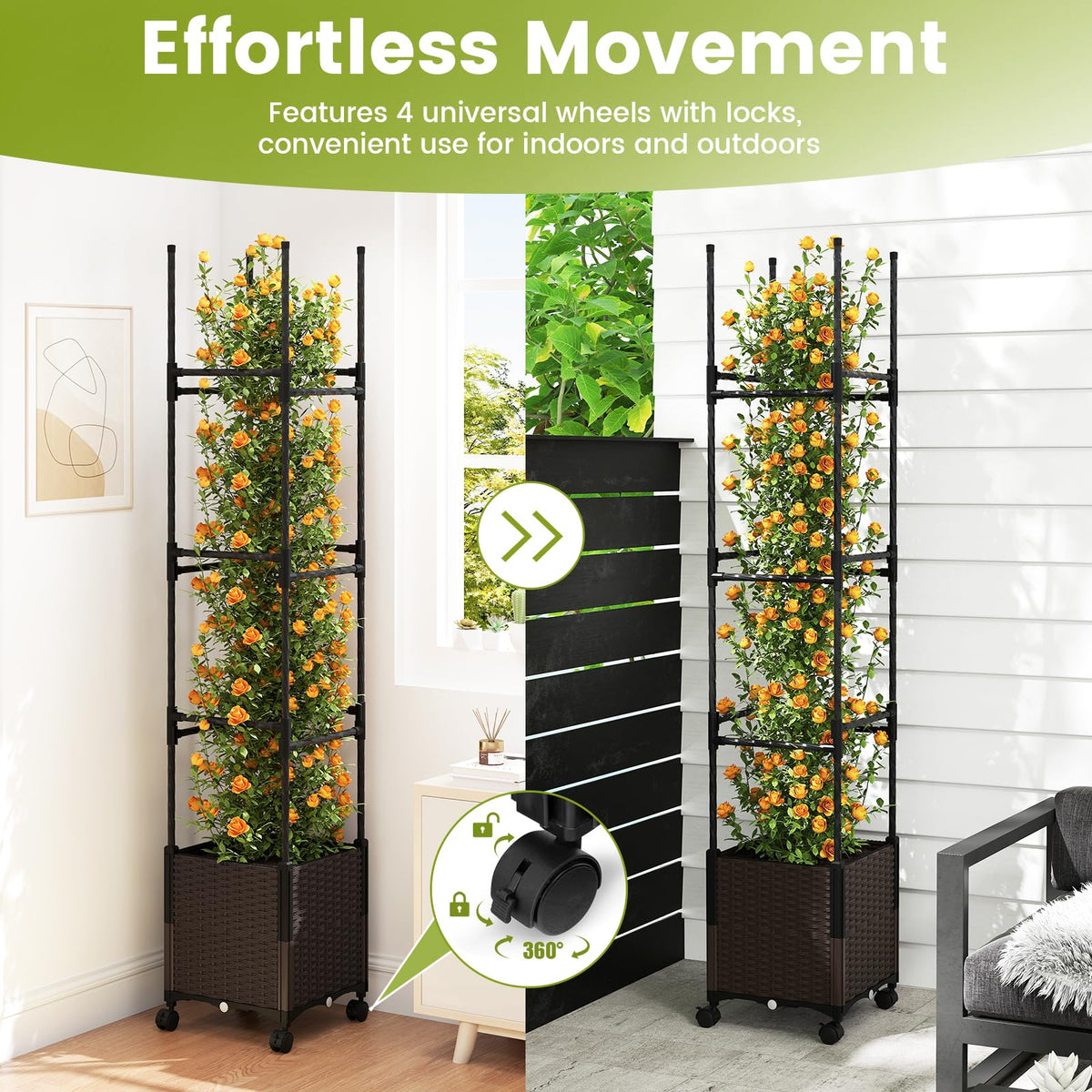 Lucktree Raised Garden Bed Planter Box with Trellis
