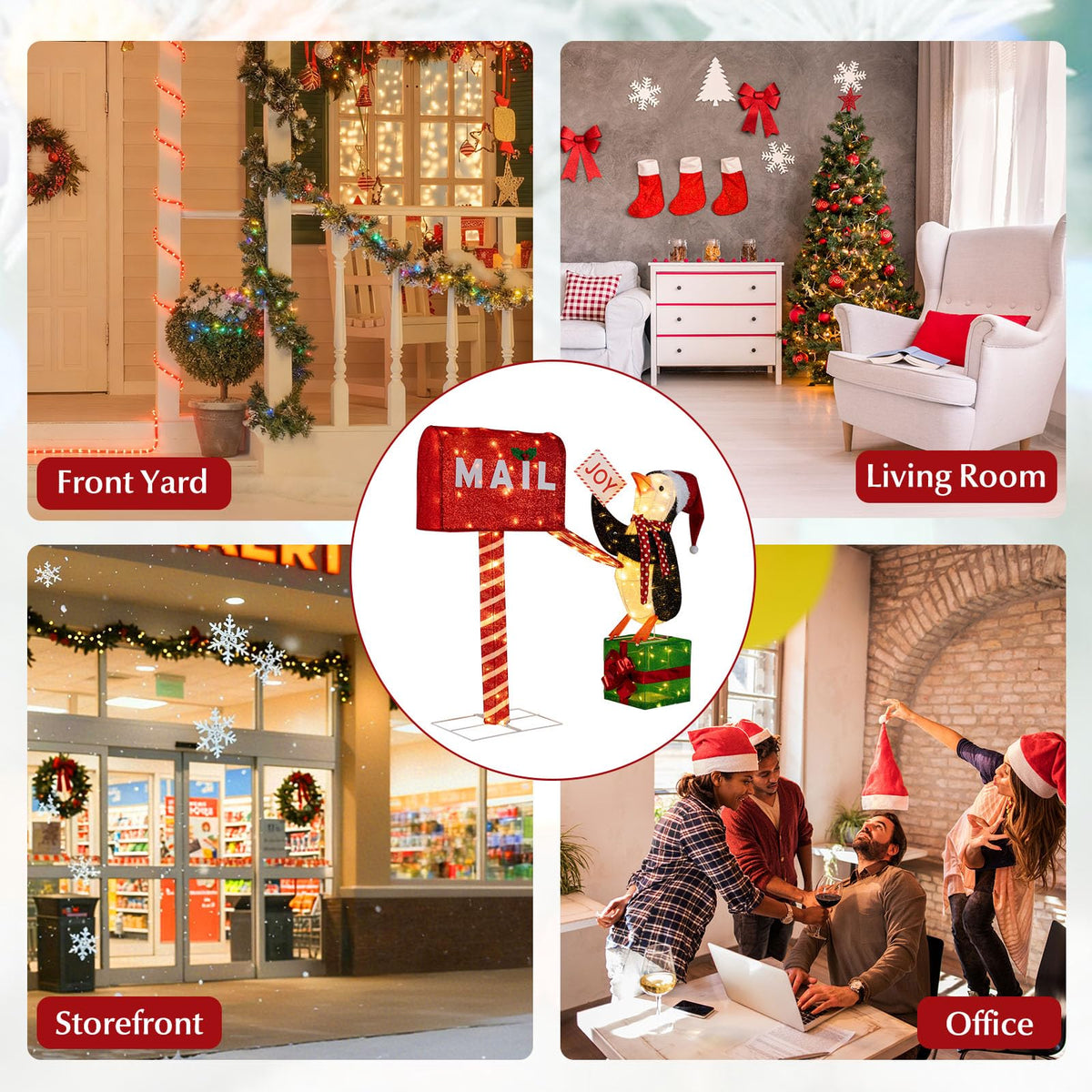 Lucktree Christmas Lighted Mailbox & Penguin