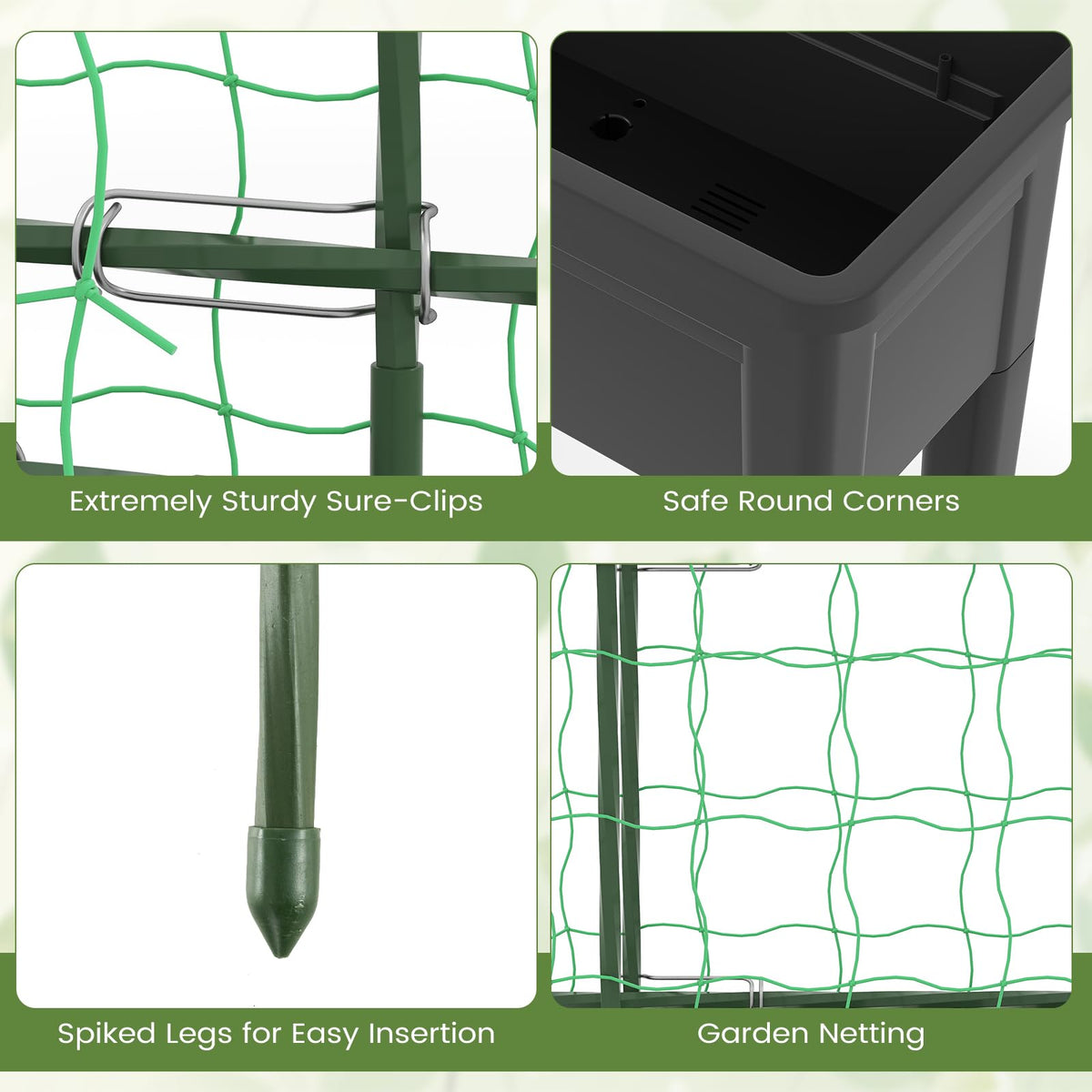 Lucktree Raised Garden Bed with Legs and Trellis for Climbing Plants