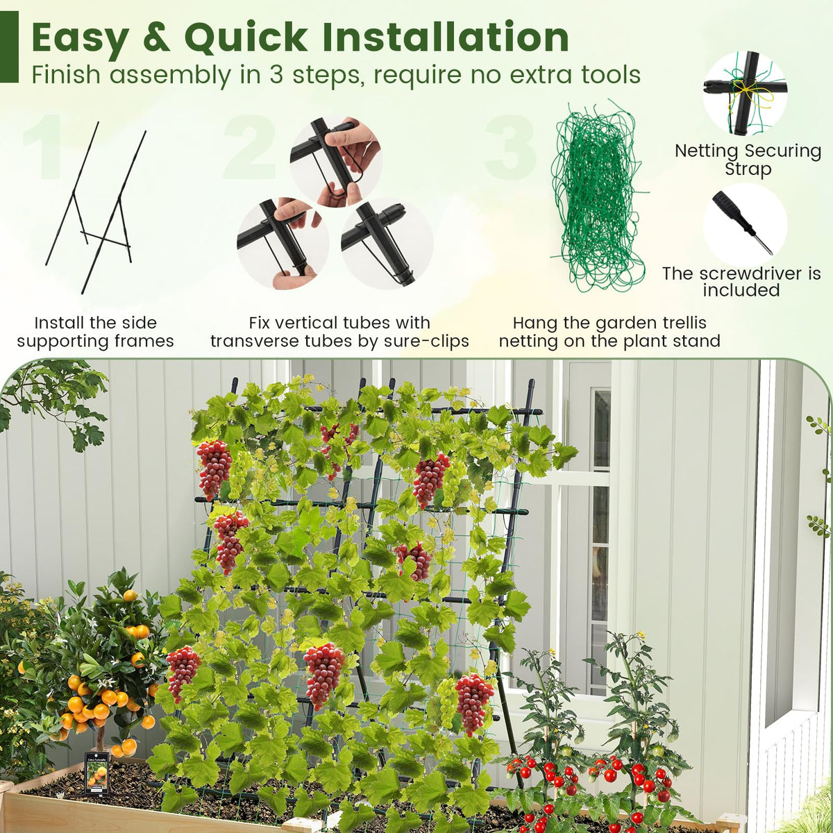 Lucktree Cucumber Trellis, Trellis for Climbing Plants Outdoor