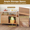 Lucktree Outdoor Potting Bench Acacia Wood Large Planting Workstation with 2-Door Storage Cabinet