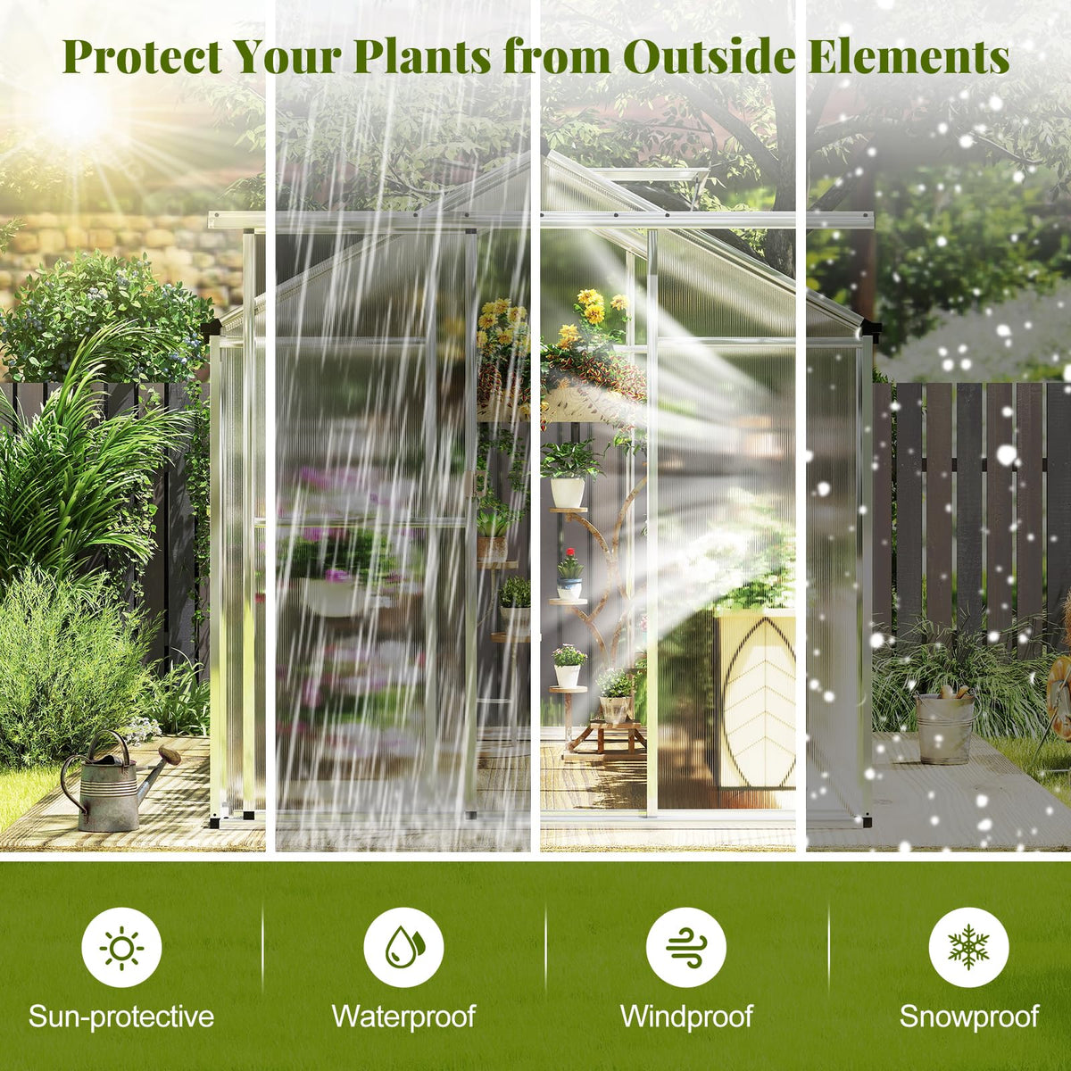 Lucktree Outdoor Large Walk-in Green House w/ Rain Gutter