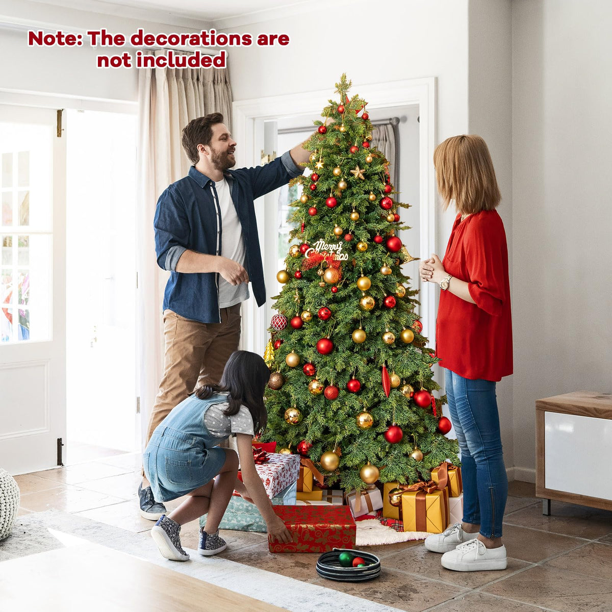 Lucktree 6ft Artificial Christmas Tree, Unlit Green Hinged Xmas Full Tree with 721 Lush Branch Tips
