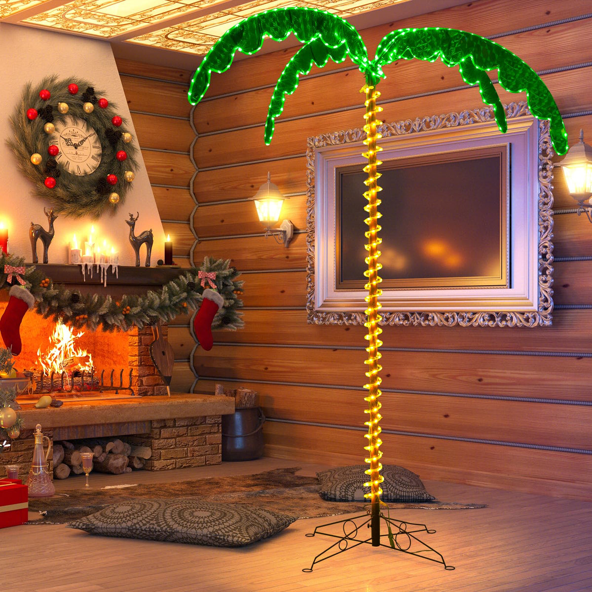 Lucktree 7.5 FT Lighted Palm Tree, Tropical Christmas Tree with 332 LED Lights