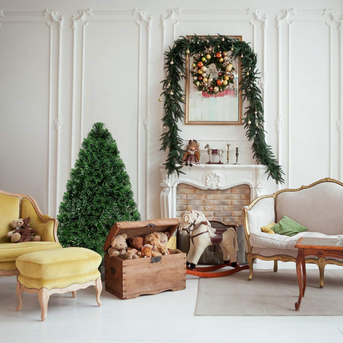 Artificial PVC Christmas Tree Pre-Lit Fiber Optic Tree - LucktreeUS