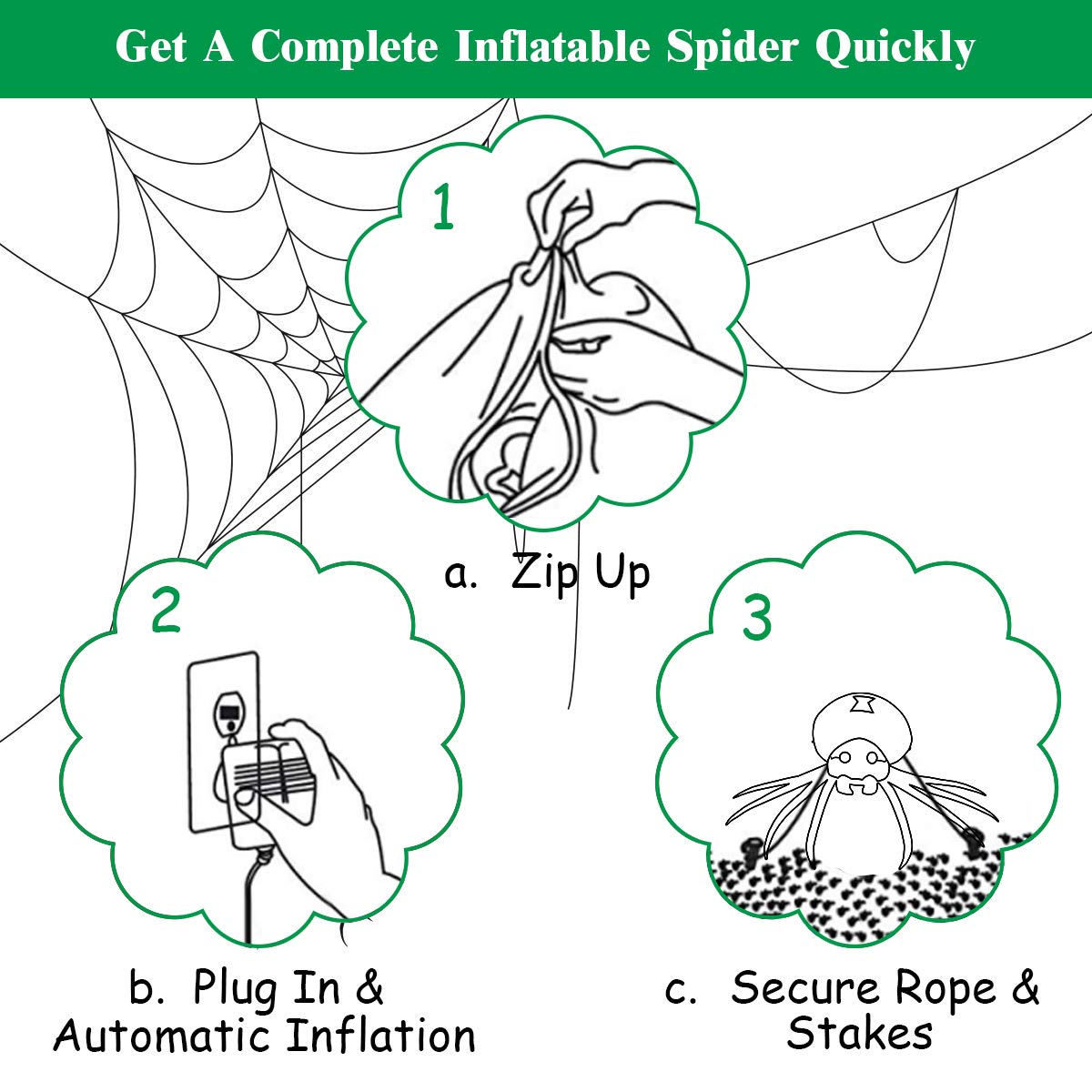 Lucktree 6 Ft Halloween Inflatable Spider, Spider with LED Lights Outdoor Indoor Halloween Decorations