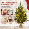 Lucktree 2ft Pre-Lit Tabletop Christmas Tree, Small Artificial Spruce Tree w/ 35 LED Lights
