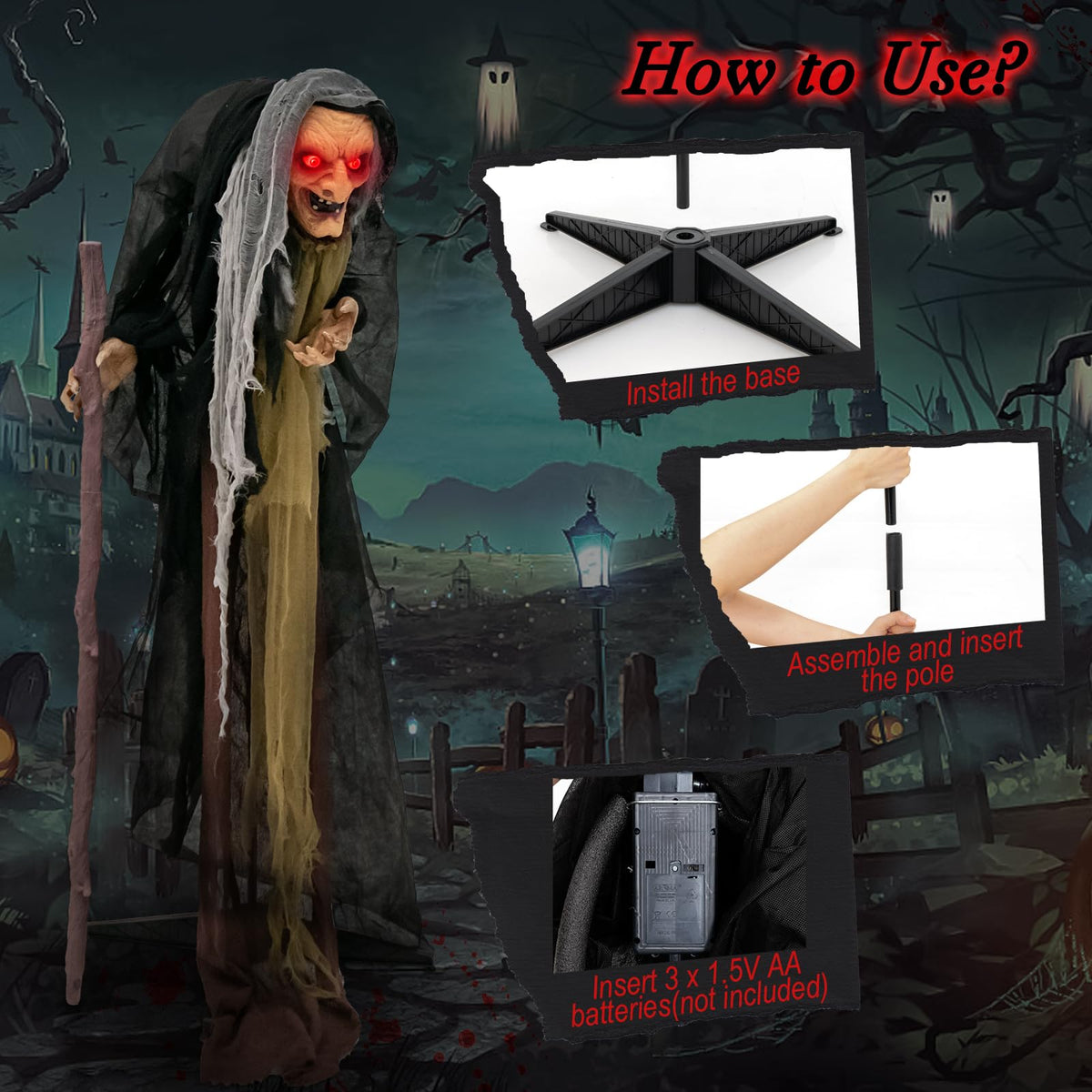Lucktree 5FT Halloween Animated Standing Witch