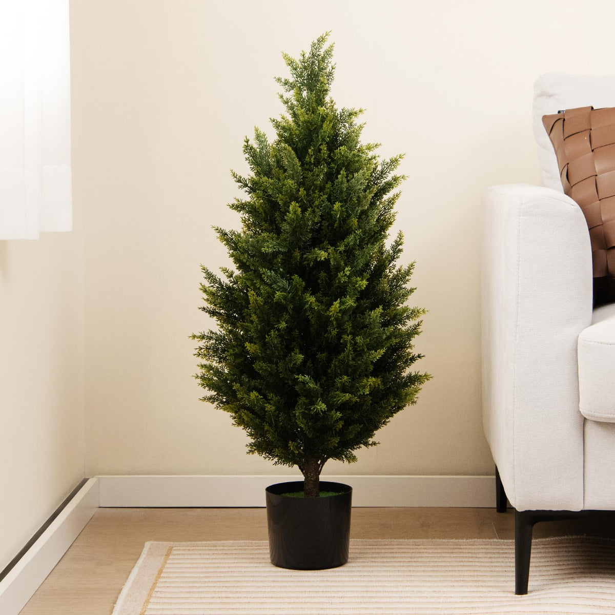3FT Artificial Topiary Cedar Tree Faux Potted Plants Artificial Cypress Tree
