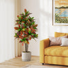Lucktree 5 FT Tall Artificial Croton Palm Tree in Pot with Gradient Leaves