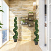 4FT Artificial Spiral Boxwood Topiary Tree Set of 2, Faux Decorative Plants in Cement-Filled Plastic Pot - LucktreeUS