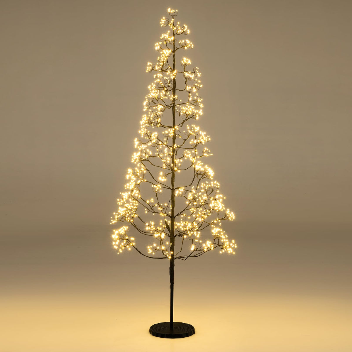 Lucktree 5/6/7 FT LED Alpine Tree with 1000 Warm White LED Lights, Pre-lit Artificial Cedar with Weighted Base