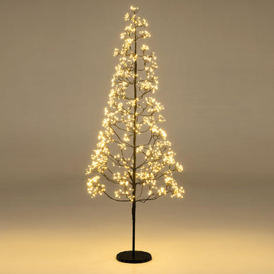 Lucktree 5/6/7 FT LED Alpine Tree with 1000 Warm White LED Lights, Pre-lit Artificial Cedar with Weighted Base