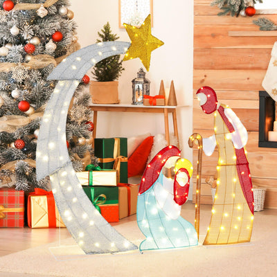 Lucktree 5 FT Christmas Nativity Set, Pre-Lit Nativity Scene w/ 140 Warm White LED Lights