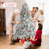 Lucktree 7ft Pre-Lit Snow Flocked Christmas Tree, Artificial Hinged Full Xmas Tree with 743 PVC & Pine Needles