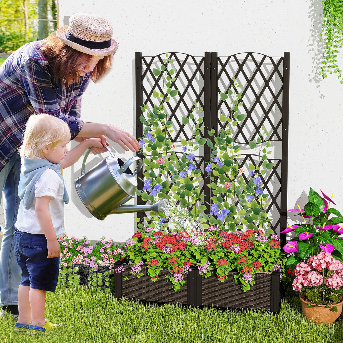 Lucktree 2 Pack Raised Garden Beds with Trellis