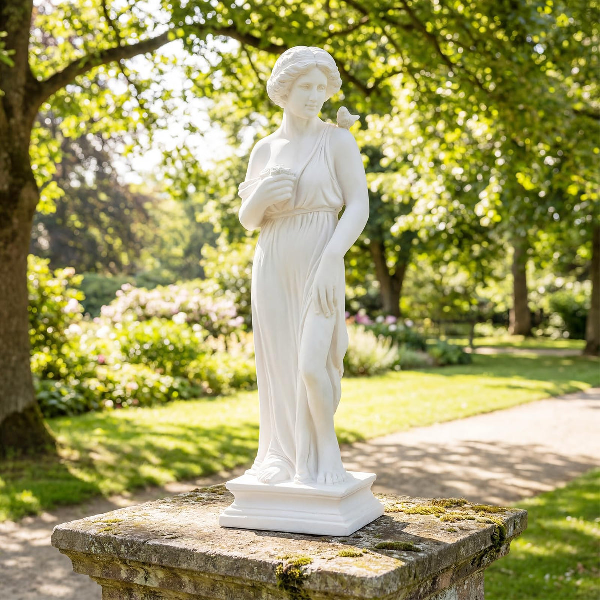 Lucktree 31.5" Greek Goddess Statue with Bird