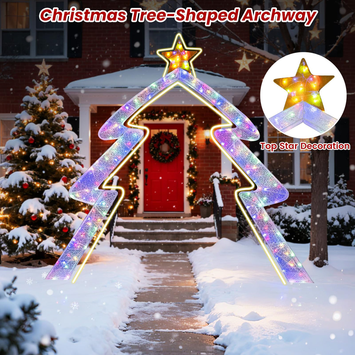 Lucktree 8.8 Feet Christmas Tree-shaped Archway with Top Star