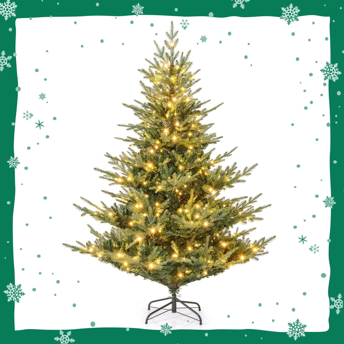 Lucktree 6FT / 7FT Pre-Lit Artificial Christmas Tree with PVC & PE Mixed Branch Tips