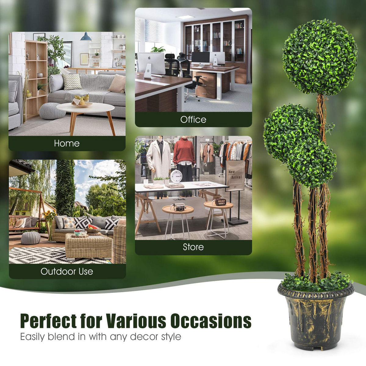 4 Ft Artificial Boxwood Topiary Tree - LucktreeUS