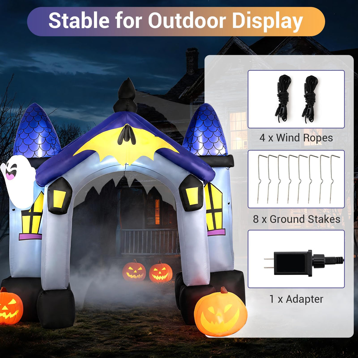 9FT/270 CM Halloween Inflatable Archway with LED Lights