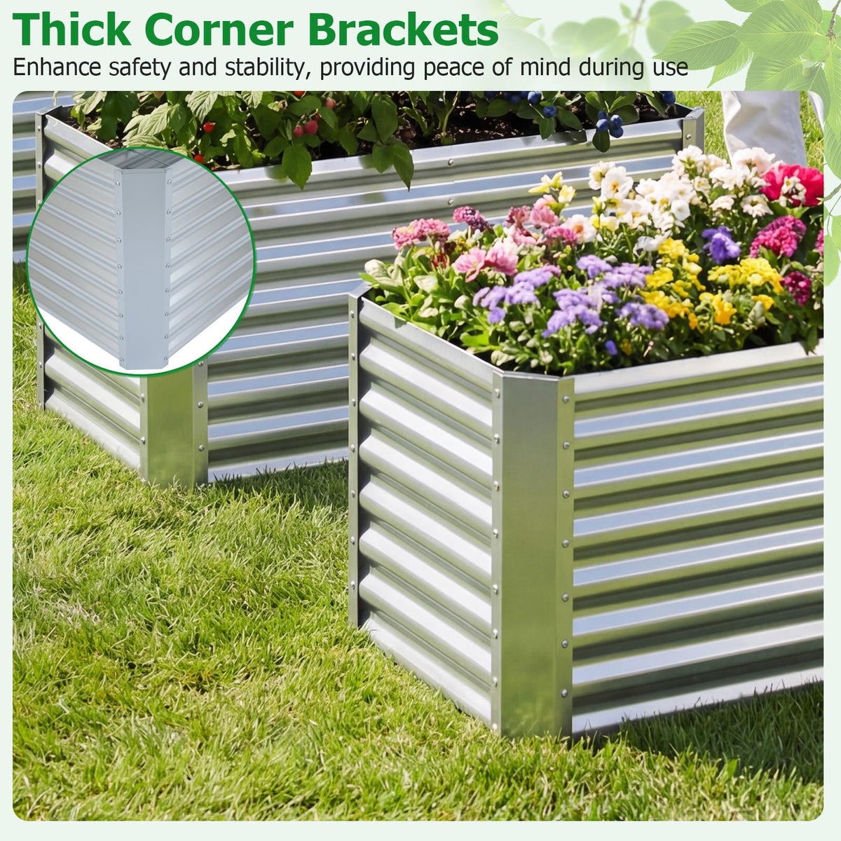 Lucktree 4 x 2 x 2 FT Galvanized Raised Garden Bed (1/2)