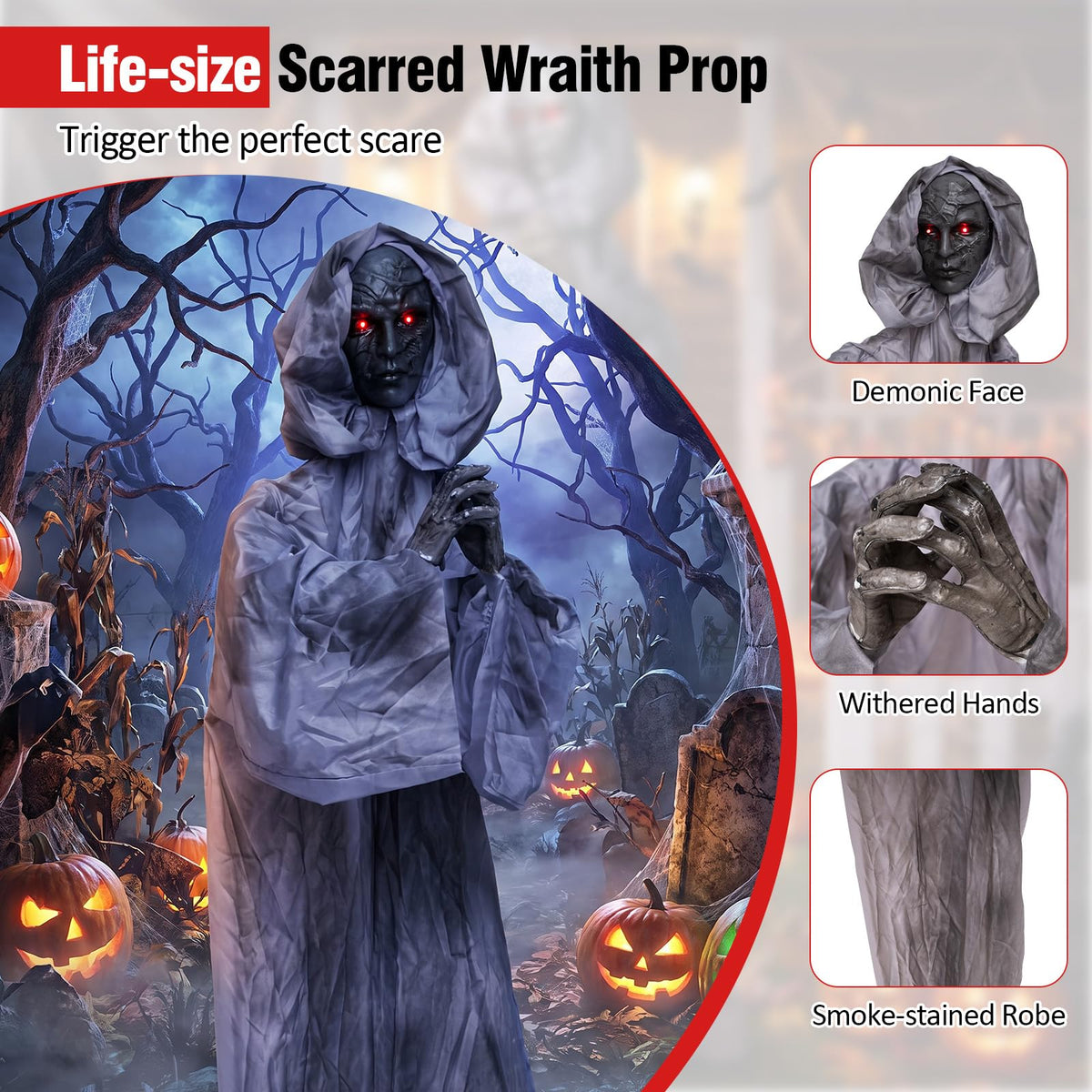 Lucktree 5.6 FT Animated Halloween Standing Weeping Woman Statue