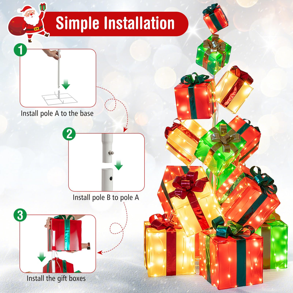 Lucktree 5.6 FT Pre-Lit Gift Box Tower