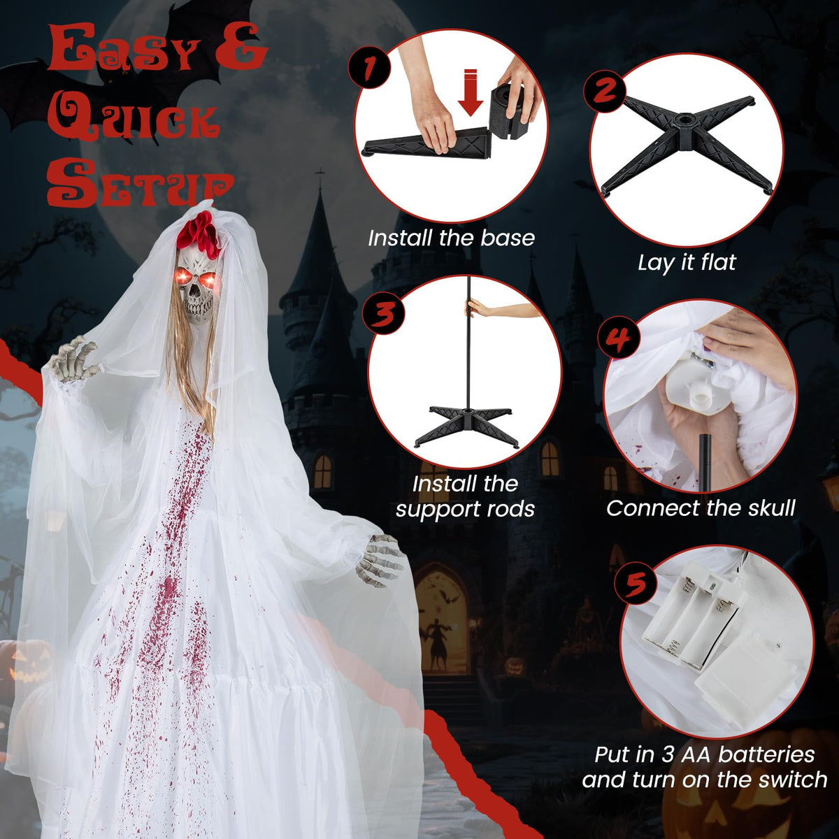 Lucktree Halloween Animatronic Skeleton Bride / Groom