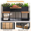 Lucktree PE Rattan Garden Planter Table with Built-in Chairs and Storage Space